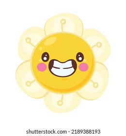 happy flower emoticon comic character