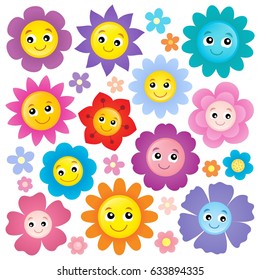 Happy flower heads theme set 1 - eps10 vector illustration.