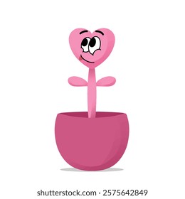 happy flower pot love mascot illustration for design. cute and playful concept. sweethearts, romantic, couples, partner, young, and connected themes