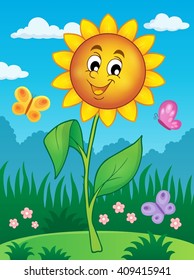 Imagen de tema de flores feliz 2 - ilustración vectorial eps10.