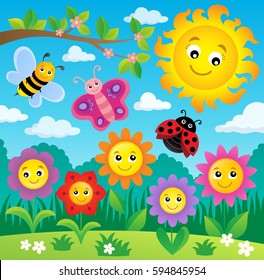 Happy flowers topic image 3 - eps10 vector illustration.