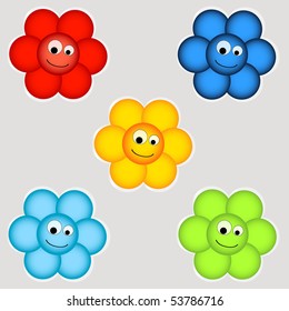 Happy flowers. Vector illustration