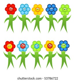 Happy flowers. Vector illustration