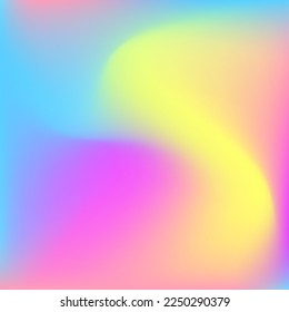 Happy Fluid Multicolor Curve Design Pic. Blue Yellow Rainbow Pink Pastel Background. Liquid Wavy Light Neon Color Gradient Background. Water Purple Blurred Green Dynamic Swirl Gradient Mesh.