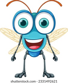 Happy fly cartoon character illustration