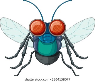 Happy fly cartoon character illustration