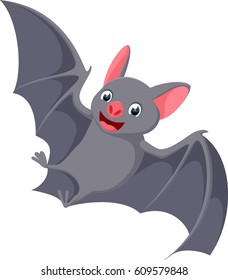 Happy flying bat cartoon 