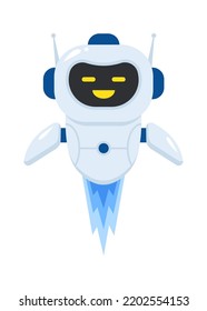 Happy flying chatbot Character. Support Automated Service. Vector illustration