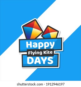 Happy Flying Kite Day Vector Design Template Background