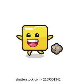 the happy folder cartoon with running pose , cute style design for t shirt, sticker, logo element