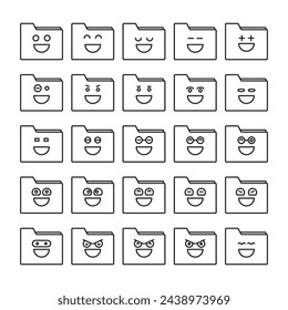 happy folder emoji icons set vector illustration