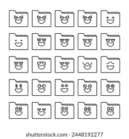 Ilustración vectorial de iconos de emoticonos de happy folder