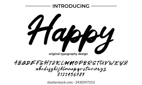 Happy Font Stylish brush painted an uppercase vector letters, alphabet, typeface