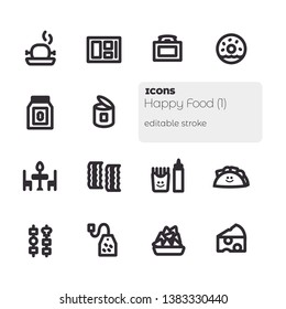 Happy Food (1), editable stroke icons