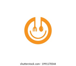 Vector de plantilla de diseño de logotipo de ideas creativas de Happy Food.