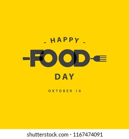 Happy Food Day Logo Vector Template Design Illustration