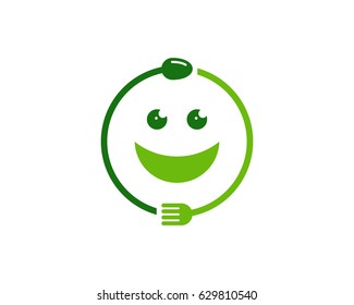 Happy Food Icon Logo Design Element