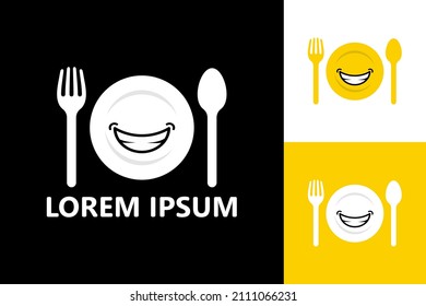 Happy food logo template design vector