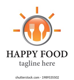 Diseño de icono vectorial de la plantilla de logotipo de alimentos felices