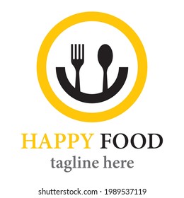 Happy food logo template vector icon design