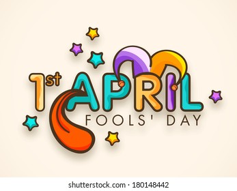 Happy Fool's Day funky concept with colorful stylish text on abstract background.