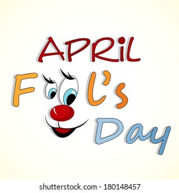 Happy Fool's Day funky concept with stylish text and funny face on abstract background.