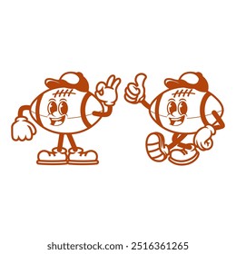 Happy Football Characters with Friendly Expressions - Sports Themed Vector Design