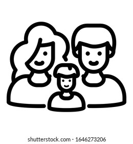 Happy foster family icon. Outline happy foster family vector icon for web design isolated on white background