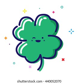 Happy four leaf clover - vector illustration