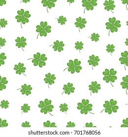 Happy four leaf clover. Vector background