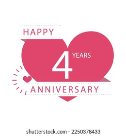 Happy Four Years Anniversary Love Celebration Vector