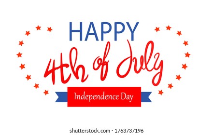 Happy Fourth 4th of July, white stars against on a white background.