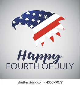 Happy Fourth of July with American Eagle isolated on gray