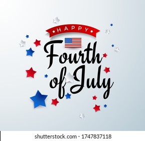 Happy Fourth of July background - American Independence Day vector illustration - 4th of July typographic design USA