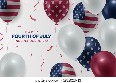Happy fourth of July background with the realistic balloon vector
