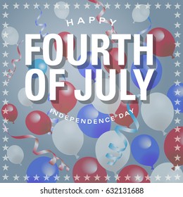 Happy fourth of july with ballons. Vector illustration