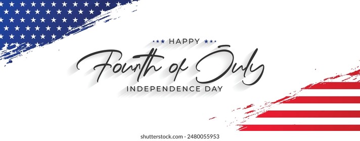 Happy Fourth of July Calligraphic Typography Text for USA Independence Day Background Design, Greeting Card, Cover, Banner. Vector Template