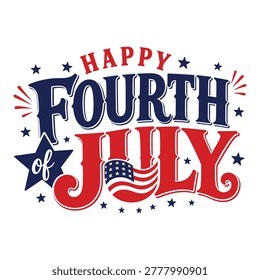 Happy fourth of july celebration vector illustration with fireworks and stars Vector, illustration