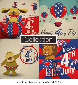 Happy fourth of July Collection . Independence day of America.