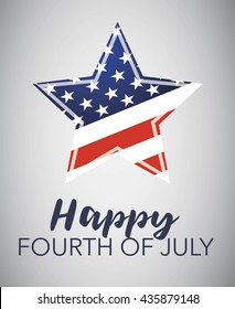 Happy Fourth of July emblem for the Independens day celebration. Isolated on gray.
