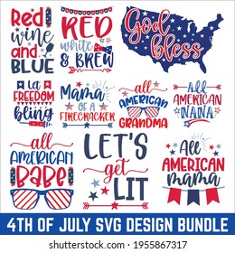 Happy Fourth of July greeting card, poster and banner, svg, Design element for poster, Flyers, Invitations, Social Media, Prints, t shirt design, United Stated independence day Handmade calligraphy ve