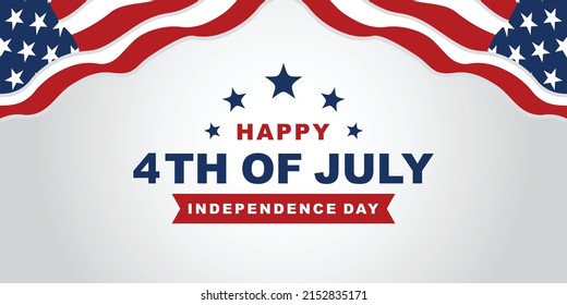 Happy fourth July holiday in the US. American Independence Day greeting card, banner, poster with United States flag, Vector illustration