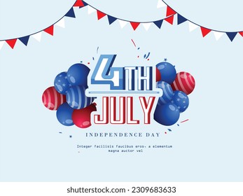 Happy Fourth July holiday in USA. American Independence Day greeting card, banner, poster with United States flag, stars and stripes.