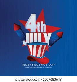 Happy Fourth July holiday in USA. American Independence Day greeting card, banner, poster with United States flag, stars and stripes.