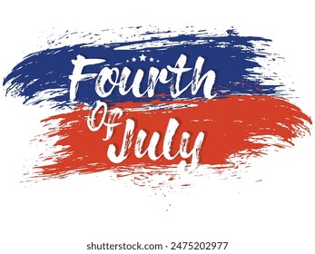 Felices vacaciones del 4 de julio en Estados Unidos. Tarjeta de felicitación del Día de la Independencia de Estados Unidos, Anuncio, afiche con la bandera de Estados Unidos, estrellas y rayas.