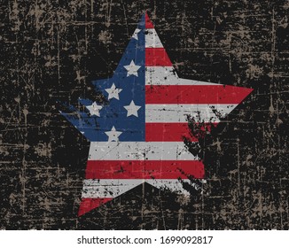  Feliz 4 de julio. Día de la Independencia de Estados Unidos, 4 de julio. Hogar de los valientes. Tarjeta de felicitación con letras texturizadas. Ilustración de tipografía vintage.Rollo de pintura Grunge