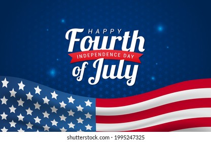 Happy fourth of July ,Independence day Vector illustration. Realistic American flag waving on Star pattern background.