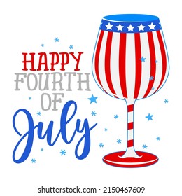 Happy fourth of July - Happy Independence Day July 4 lettering design illustration. Good for advertising, poster, announcement, invitation, party, greeting card, banner, gifts, printing press. svg