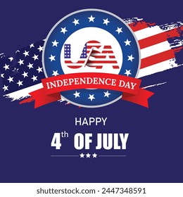 Happy Fourth of July Independence day USA Background Design.  united states flag. 4th of July banner, greeting card. Vector illustration