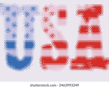  Happy Fourth of July. Independence Day of the United States, July 4th. Home of the brave. Hand lettering greeting card with textured letters. 3d Vintage typography illustration